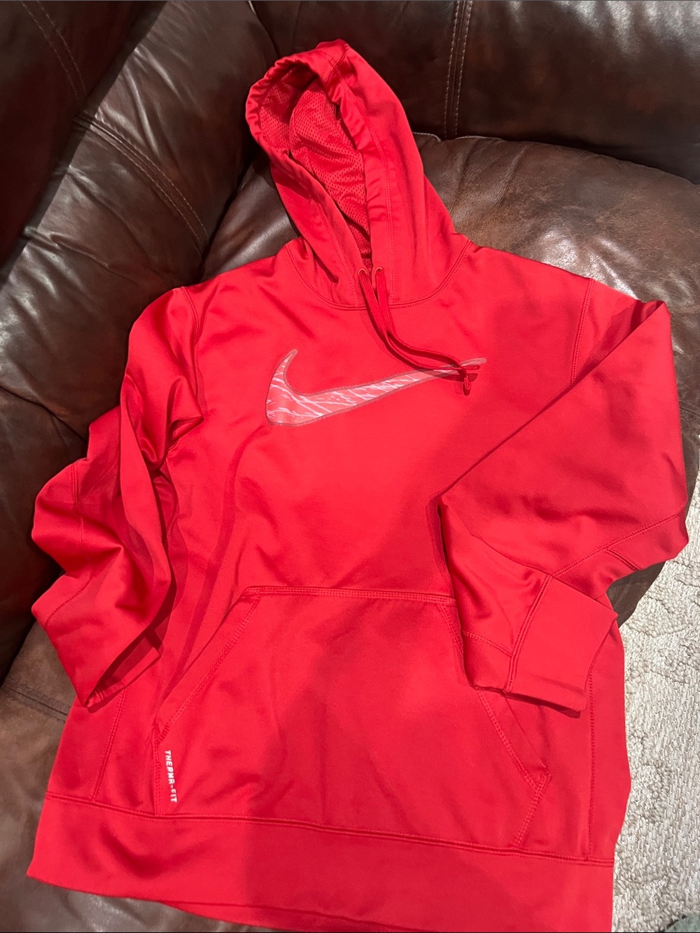 Nike Red Men’s Pullover Hoodie with Swoosh